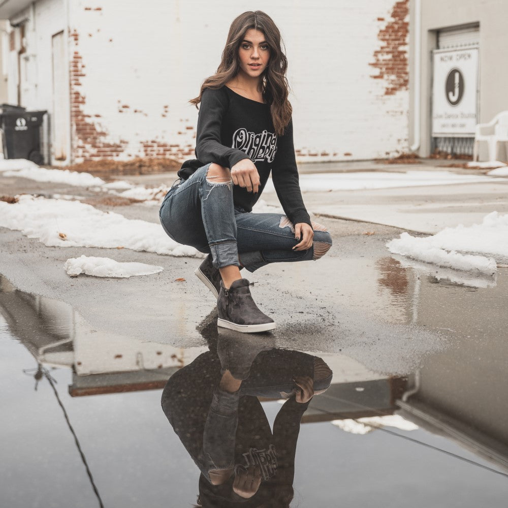 Off the shoulder fleece sweatshirt top