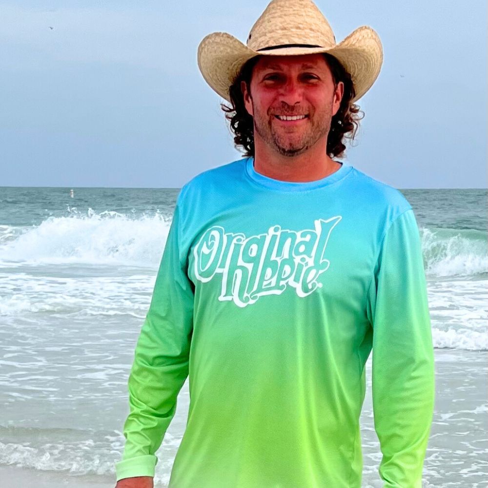 Original Hippie - UPF50 Long Sleeve Shirt - Lime Green Aqua