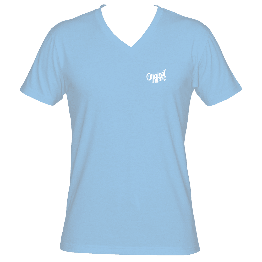 Original Hippie - Classic Sueded V-Neck - Light Blue -  Small White Name