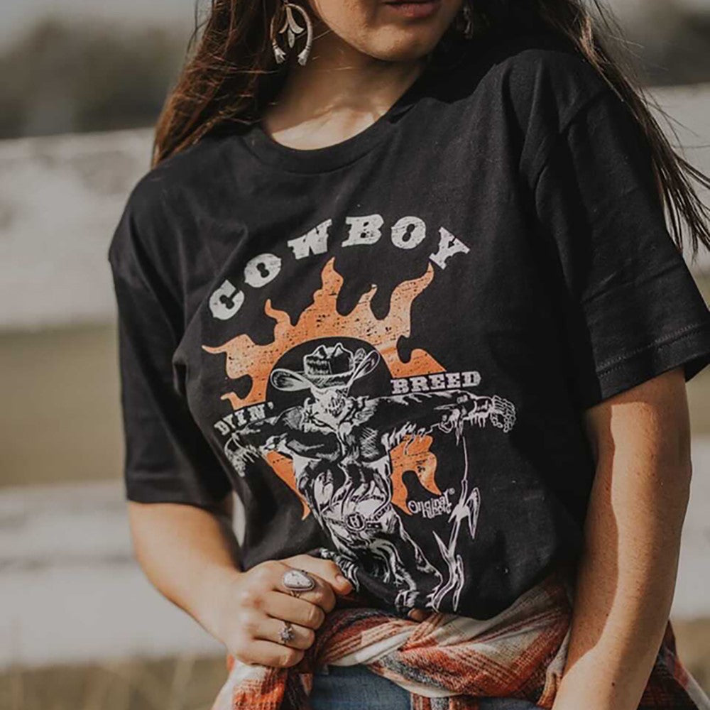 Original Hippie - Cowboy Dyin Breed - Short Sleeve T-Shirt - Black - Woman 1
