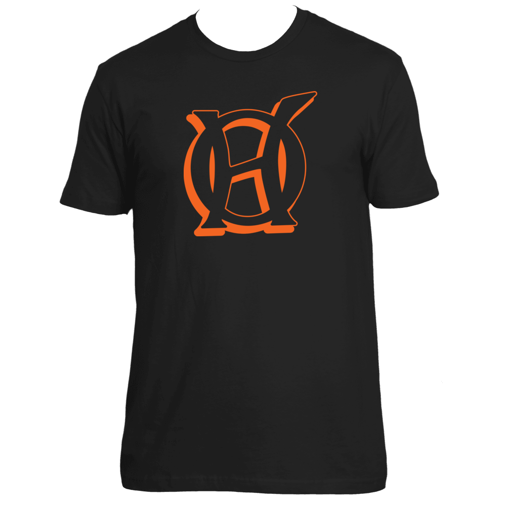 Original Hippie - Logo Orange Transparent Short Sleeve T-Shirt - Black