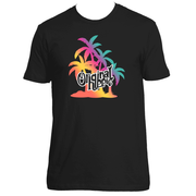 Original Hippie - Multi Color Palm Tree Name Sueded Short Sleeve T-Shirt -Black