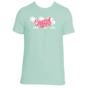Original Hippie - Palm Trees - White and Coral - Unisex Short Sleeve Tee - Mint Green
