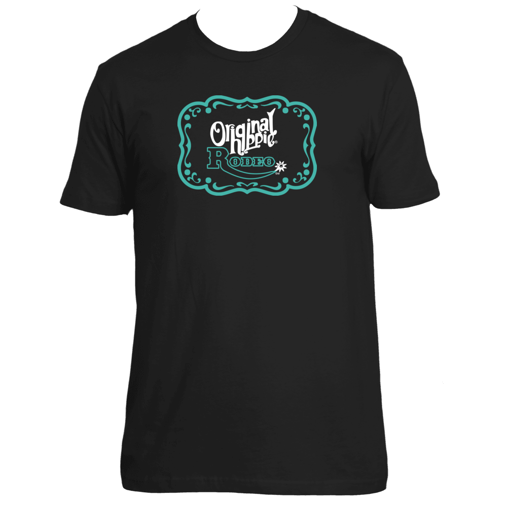 Original Hippie - Rodeo Buckle Turquoise - Short Sleeve T-Shirt - Black