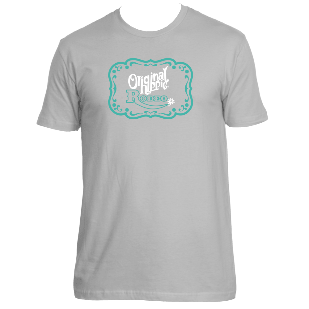 Original Hippie - Rodeo Buckle Turquoise - Short Sleeve T-Shirt - Light Grey