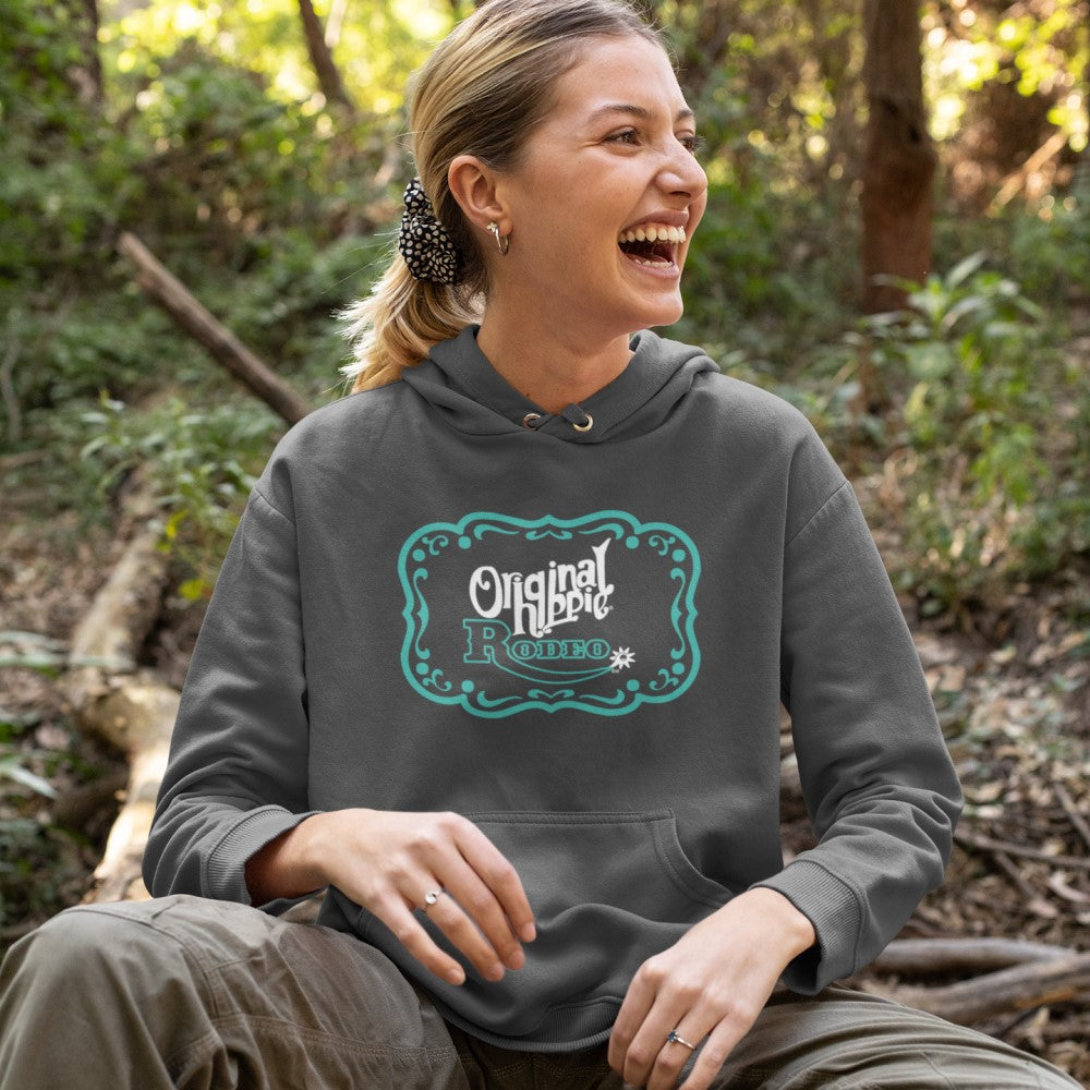 Original Hippie - Rodeo Buckle Turquoise - Unisex Hoodie - Dark Heather Grey - Woman