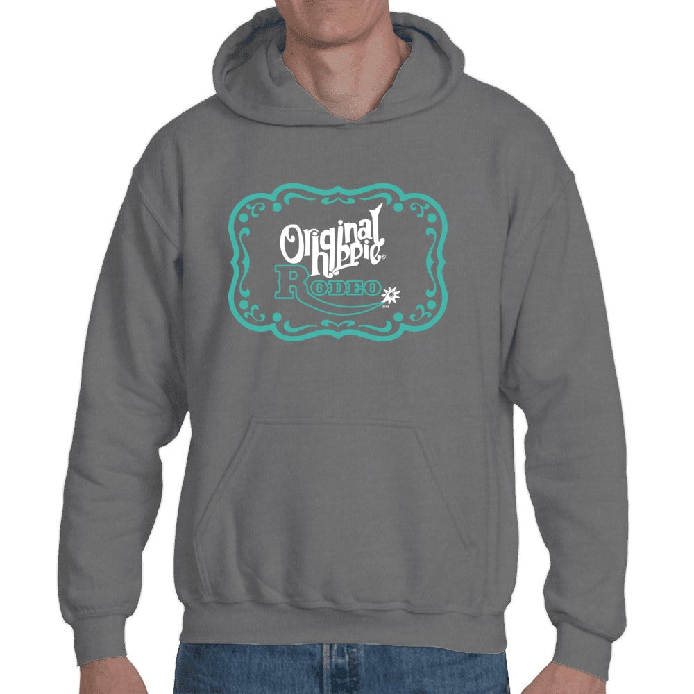 Original Hippie - Rodeo Buckle Turquoise - Unisex Hoodie - Dark Heather Grey