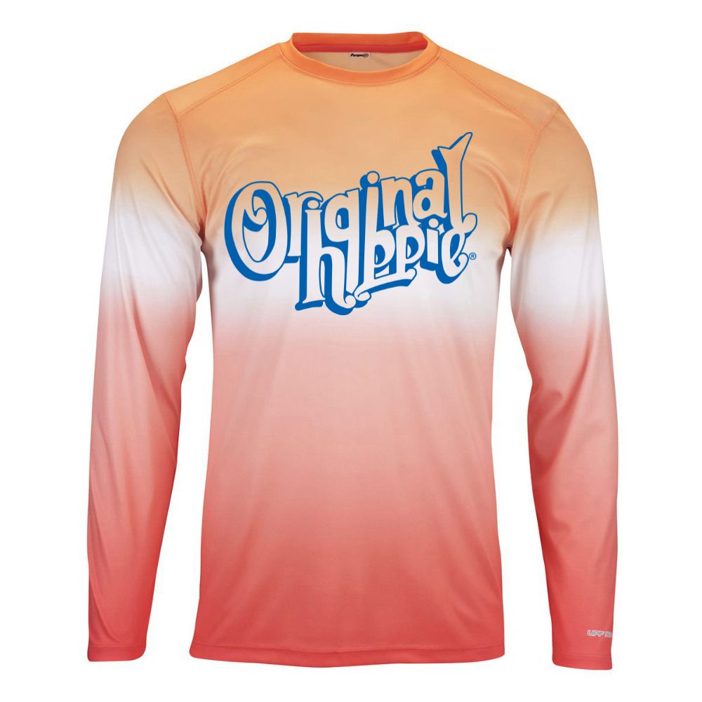 Original Hippie - Transparent Name UPF Long Sleeve Unisex - Peach - Coral Fade
