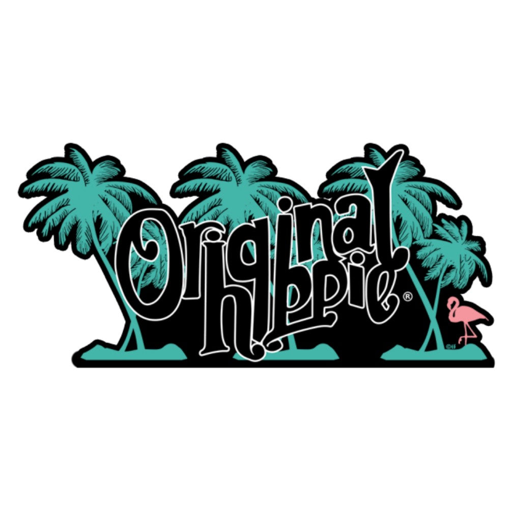 Original Hippie - Turquoise Palm Trees and Flamingo Decal