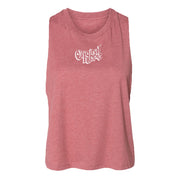 Original Hippie - Women's Crop Racerback Tank Top - Heather Mauve - Transparent White Name