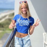 Original Hippie - Women's Crop Tee Transparent Name - Royal Blue - Girl