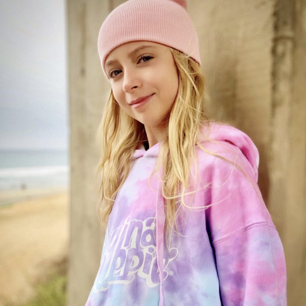 Original Hippie - Women's Crop Tie Dye Hoodie - Cotton Candy Vibes - Girl