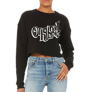 Original Hippie - Women's White Name Cropped Fleece Sweatshirt - Black