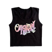 Original Hippie - Youth Girls Crop Tank Top Tie Dye Name - Black