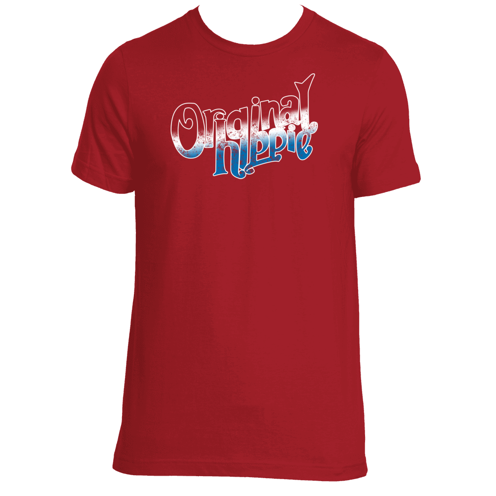 Original Hippie - American Red White and Blue Name - Short Sleeve T-Shirt -Red