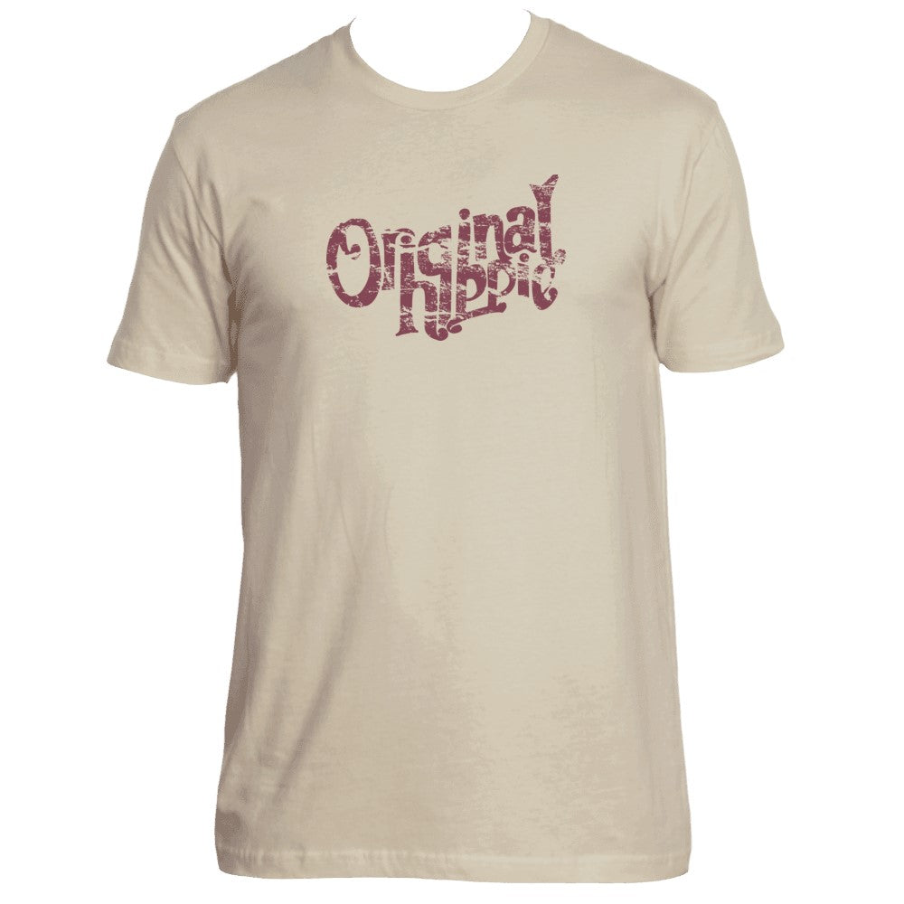 Original Hippie™ - Cotton T-Shirt - Cream - Maroon Name