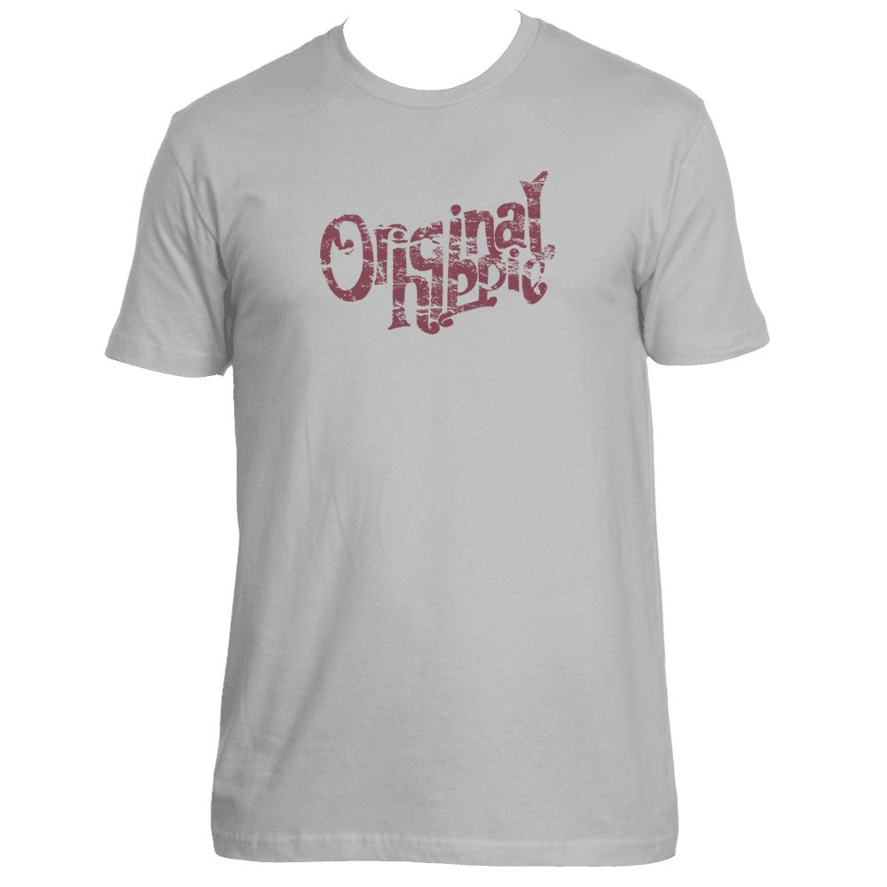 Original Hippie™ - Cotton T-Shirt - Light Grey - Maroon Name
