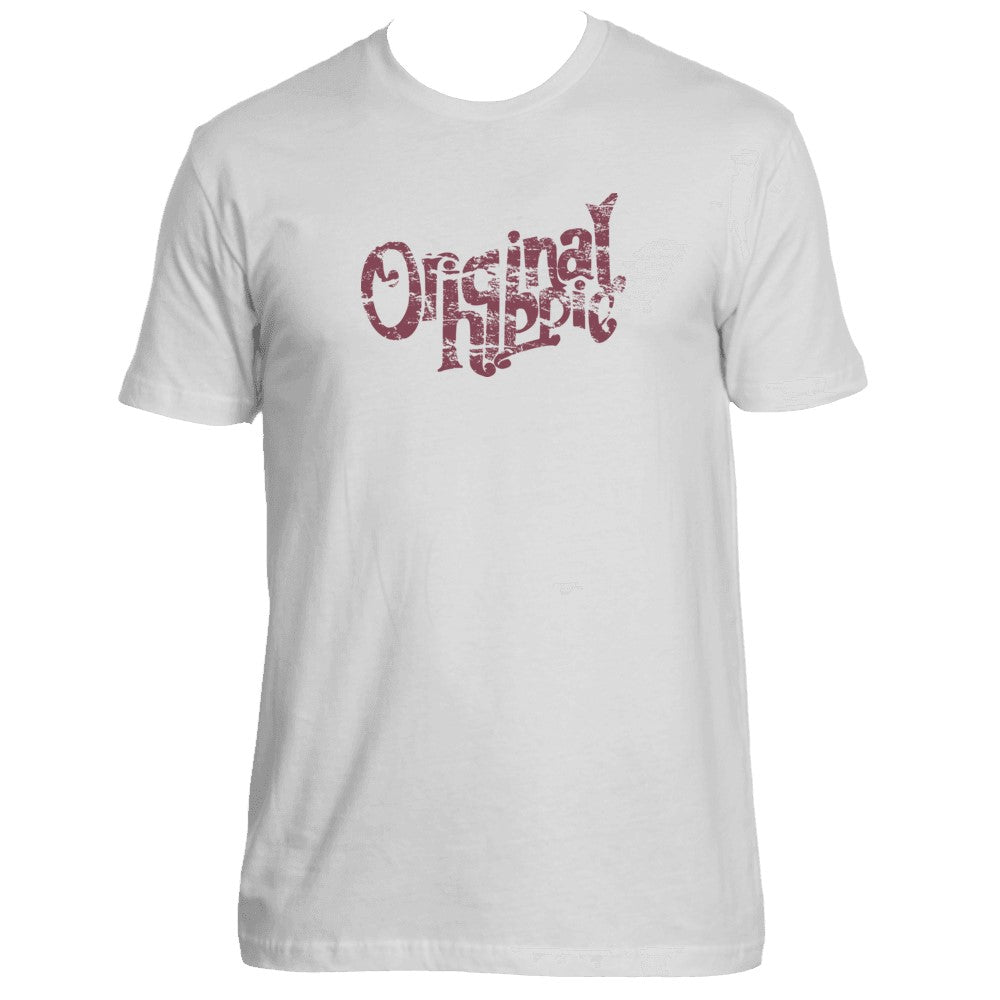 Original Hippie™ - Cotton T-Shirt - White - Maroon Name