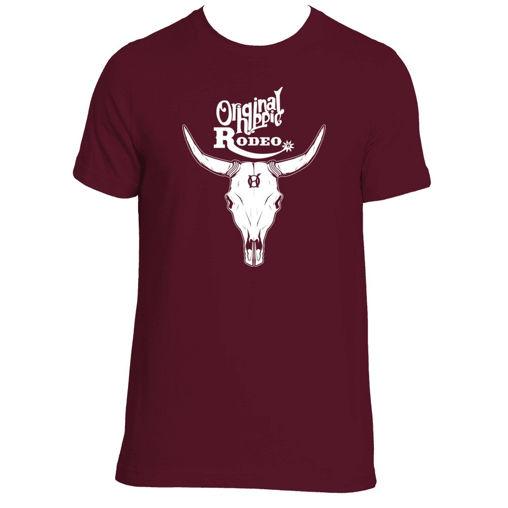 Original Hippie™ Bull Skull - Unisex Crewneck - Maroon