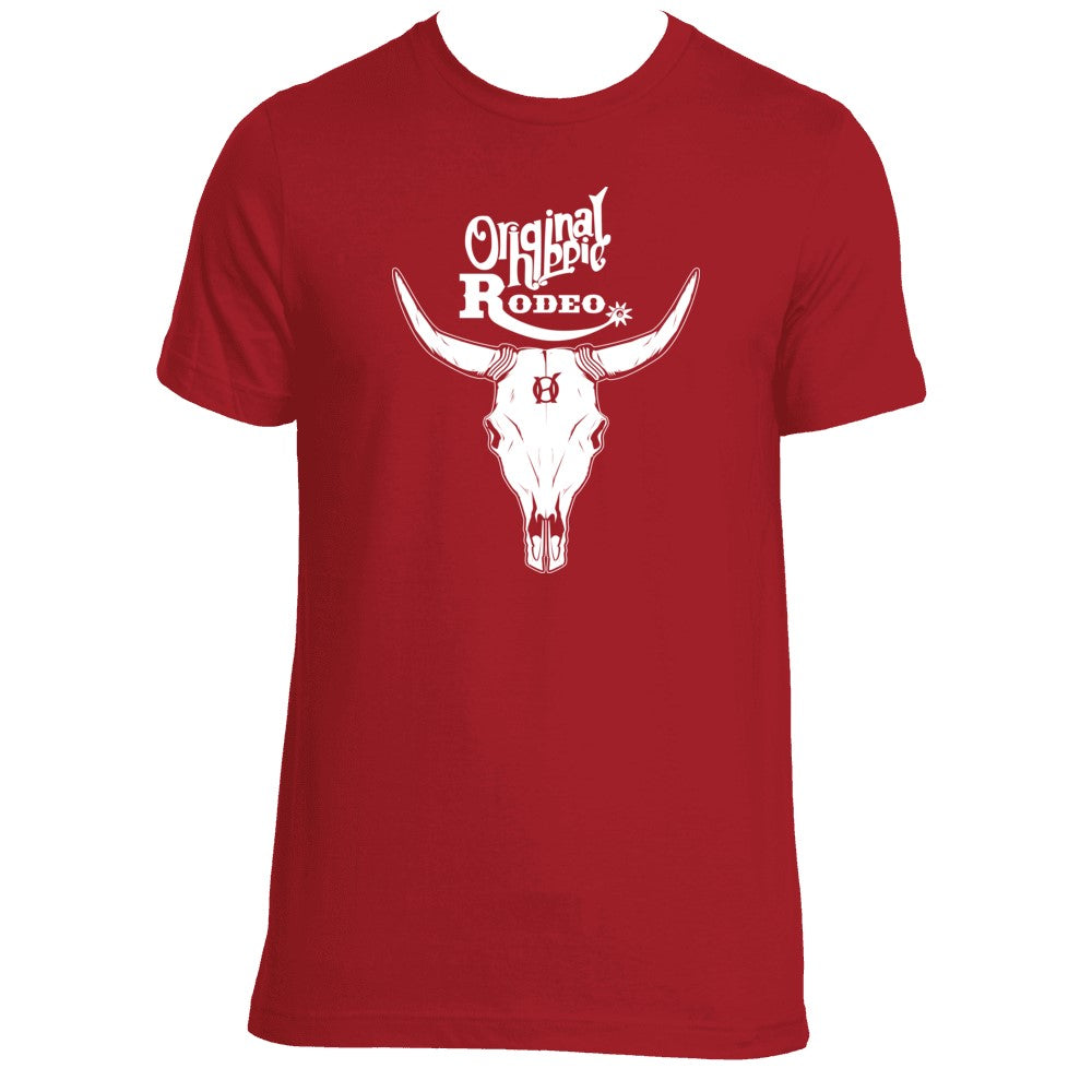 Original Hippie™ Bull Skull - Unisex Crewneck - Red