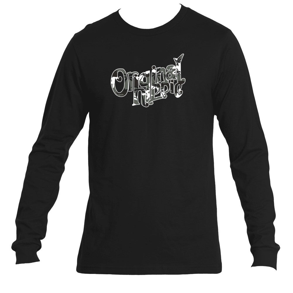 Original Hippie - Grey Camo Palmaflage Unisex Long Sleeve T-Shirt - Black