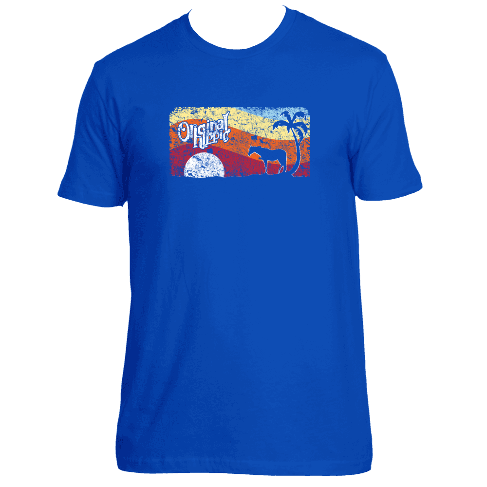 Original Hippie - Horse Sunset Unisex Short Sleeve T-Shirt  - Royal Blue