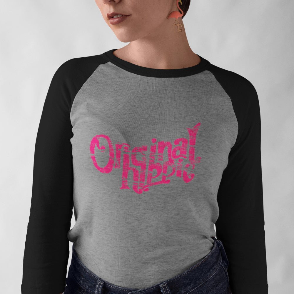 Original Hippie™ Classic Women's Black with Hot Pink 3/4 Raglan