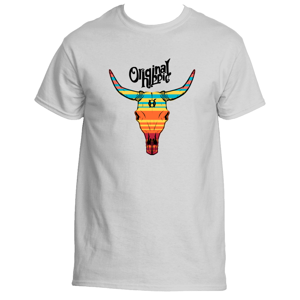 Original Hippie - Serape Bull Skull - White T-Shirt