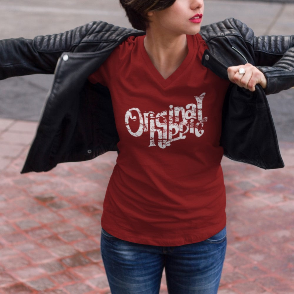 Original Hippie® - Sueded V-Neck Unisex T-Shirt - Cardinal
