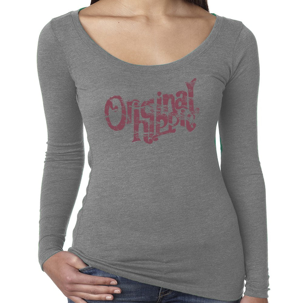 Original Hippie™ - Tri-Blend Women's Scoop Neck - Premium Heather - Maroon