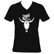 Original Hippie Unisex V-Neck Bull Skull Black T-Shirt