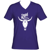 Original Hippie Unisex V-Neck Bull Skull Purple Rush T-Shirt