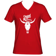 Original Hippie Unisex V-Neck Bull Skull Red T-Shirt