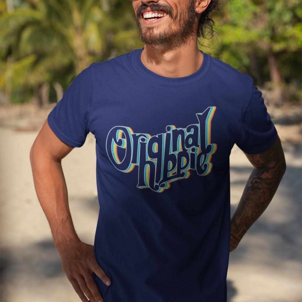 Original Hippie - Vintage - Navy Blue - Short Sleeve T-Shirt