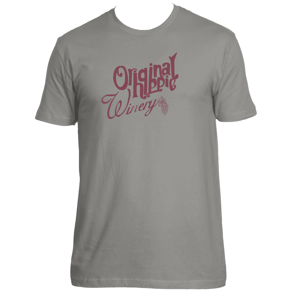 Original Hippie® - Winery Name Maroon - SS T-Shirt - Warm Grey