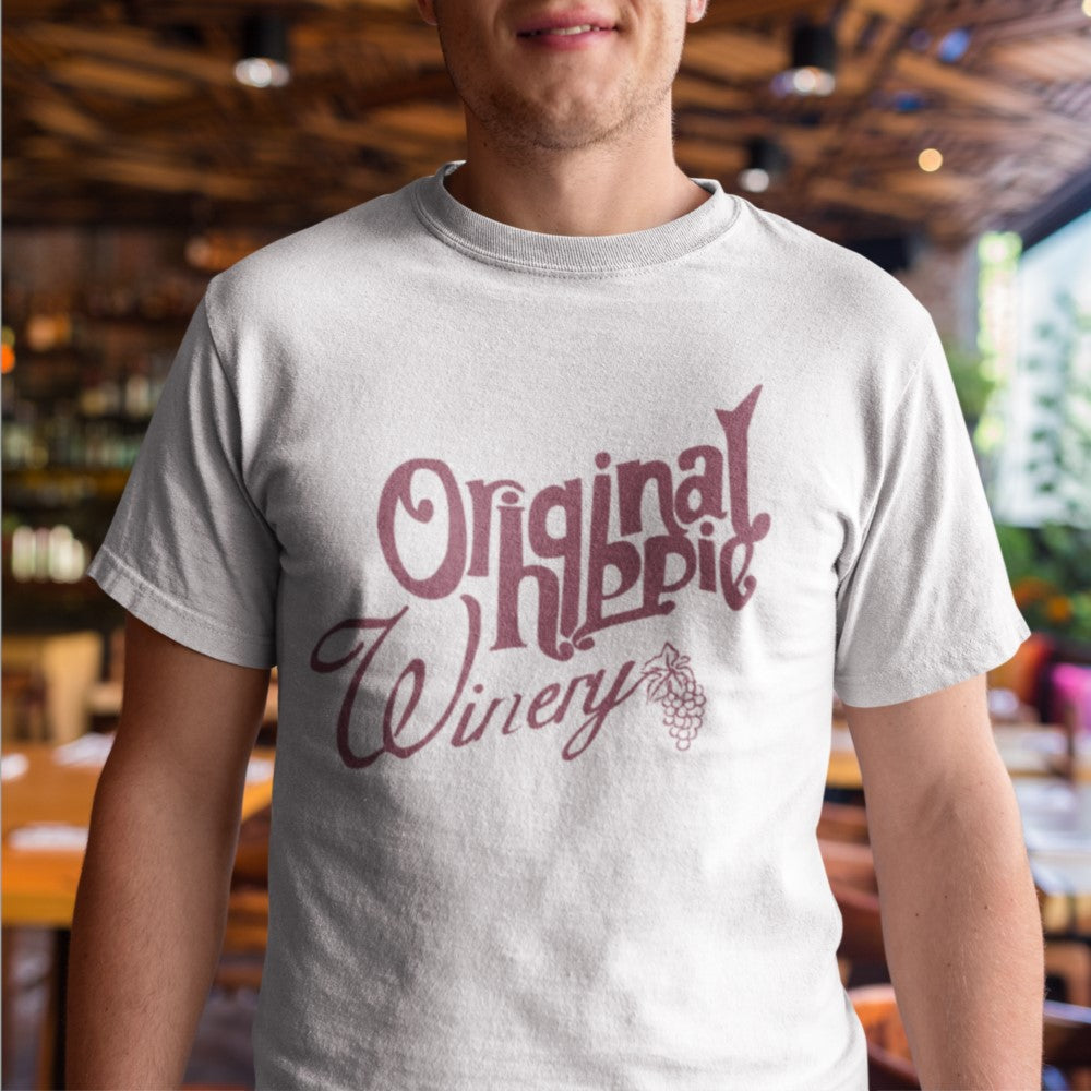 Original Hippie® - Winery Name Maroon - SS T-Shirt - Light Grey