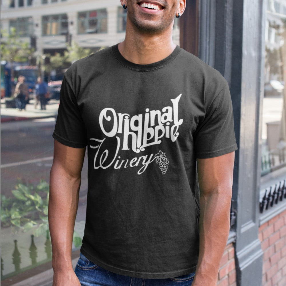 Original Hippie - Winery White Name Short Sleeve T-Shirt - Black