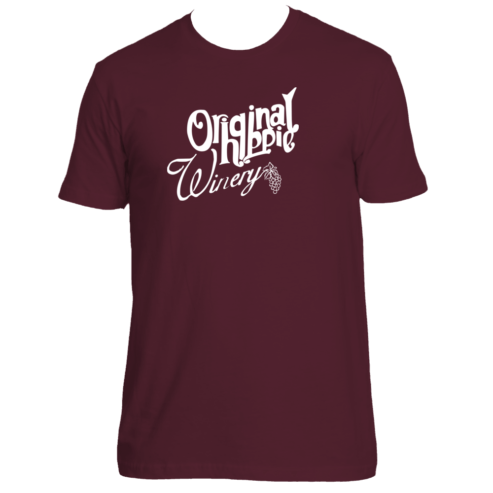 Original Hippie™ - Winery White Name SS T-Shirt - Maroon