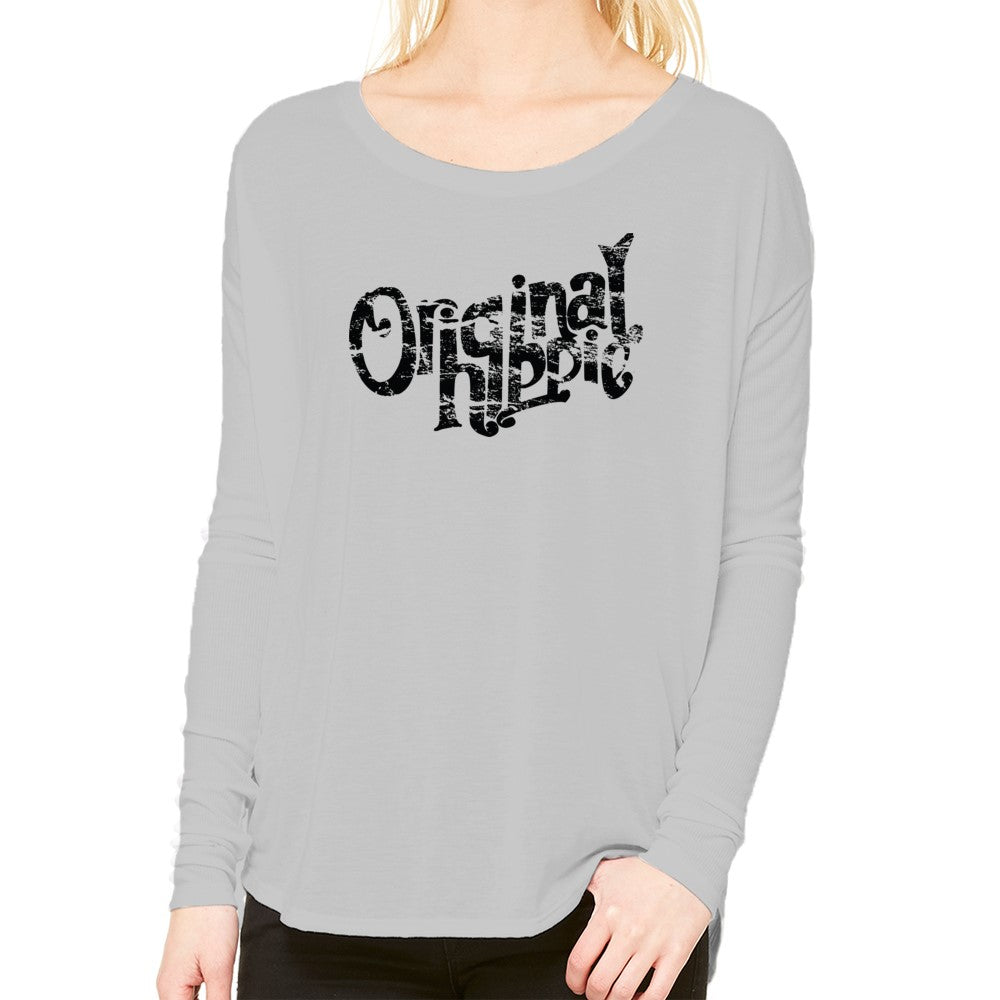 Original Hippie - Women's Flowy Long Sleeve Tee - Athletic Grey