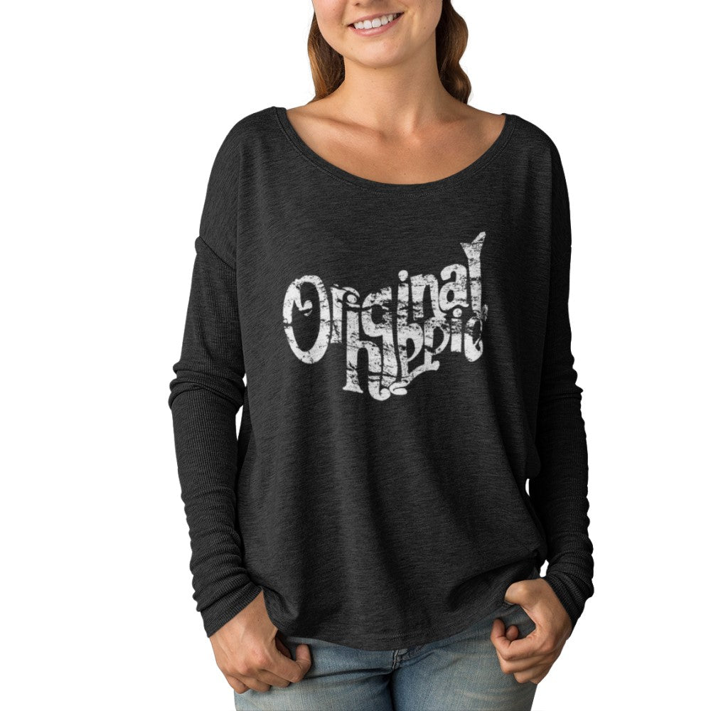 Original Hippie - Women's Long Sleeve Flowy Tee - Black