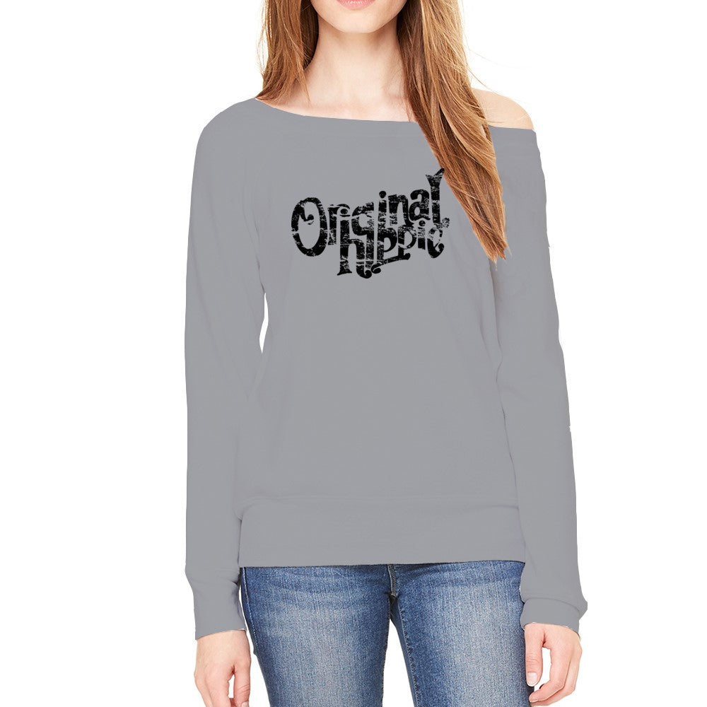 Original Hippie® - Women's Sponge Fleece Wide Neck Sweatshirt - Grey